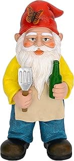 Garden Gnome - BBQ Chef Gnome - 9.45 Inch Tall Statue Lawn Garden Figurine - for Outdoor & House Decor image