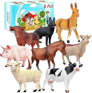 Animal Figurines, Big Animal Toys, 8 Pcs Farm Animals Figurines Toys, Realistic Plastic Animals Playset, Educational Learning Toy Set for Kids Toddlers image
