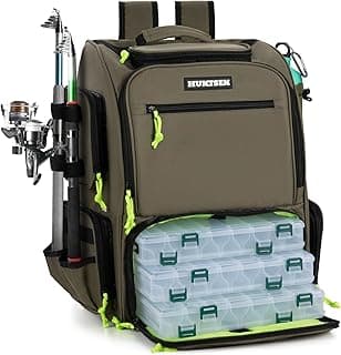 Fishing Tackle Backpack - 43L Large Waterproof Fishing Bag with Rod Holders & 3 Tackle Boxes - Fish Tackle Storage Bag with Rain Cover Fishing Gear and Gifts For Men For Fishing Camping Hiking image