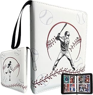 Baseball Card Binder with Sleeves 400 Pockets. 3 Ring Binder Card Holders with Zipper. Gifts for Baseball Card Collectors. 50 Sleeves Card Album Storage Organizer. (White) image