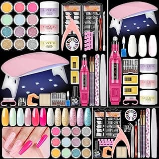 Acrylic Nail Kit for Beginners with Everything Nails Kit Acrylic Set with Drill and U V Light Professional Acrylic Powder Glitter Decorations Nail Art Rhinstones Acrylic Starter Kit Gifts for Women image