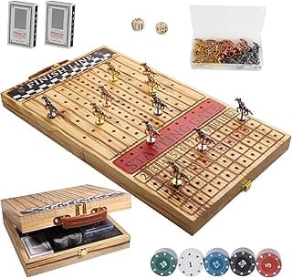 Horse Race Board Game - Foldable Horse Racing Game with Cards and Dice，11 Luxury Metal Horses，Foldable Design Holds All Pieces,Portable Board Game for Family Nights & Parties