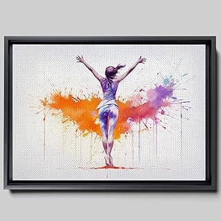 Girl Gymnastics Wall Art Print, Watercolor Gymnastics Bedroom Decor, Gymnastic Art,Gym Wall Decor, Exercise Sport Theme Ballet Print For Girls Room Gym Yoga Room Decor, Canvas Print, Decor