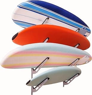 Surfboard Wall Rack | 4-Tier Horizontal Surf Board Rack | Anti-Sway Patent-Pending Arm Mount Design | USA Designed image