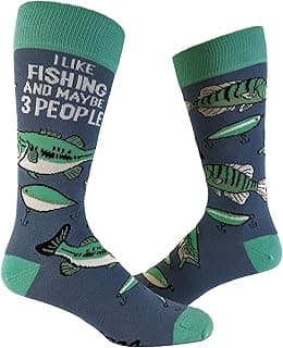 Men's I Like Fishing And Maybe 3 People Socks Funny Hunting Fathers Day Dad Footwear image