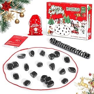 Magnetic Chess Game Christmas Set ，Magnetic Chess Game with Stones and Rope，Magnet Chess Game，Multiplayer Puzzle Strategy Family Party Travel Game for Kids and Adults