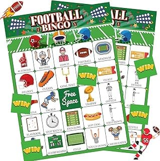 Football Party Games Football Bingo for Adults Kids Football Games 24 Players Football Activities Football Birthday Party Supplies Favors image