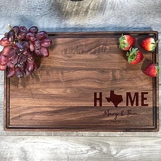 Custom Cutting Board. State Home. Personalized Boards. Wood Engraved. Handmade. Walnut Boards. Customized Gift. (Walnut, 11" x 17" x 3/4" large) image