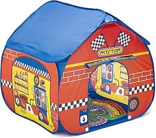 Pit Stop Tent with Race Mat Playhouse Fun2Give, Front & Back Doors, Spacious Interior, Pretend Play, Toddlers & Kids Ages 3+ image