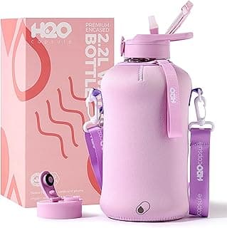 H2O Capsule 2.2L Half Gallon Water Bottle with Storage Sleeve and Covered Straw Lid – BPA Free Large Reusable Drink Container with Handle - Big Sports Jug, 2.2 Liter (74 Ounce) image