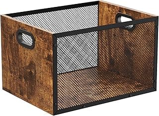 Dunatou Album Storage for Vinyl Records, Vinyl Record Storage Wooden Record Holder, Cube Vinyl Storage Box Case Crate, Rustic Brown image