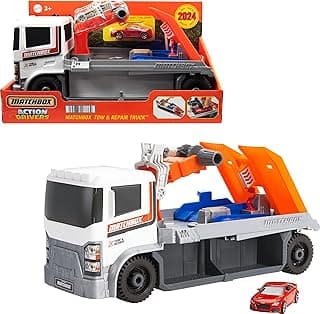 Toy Car & Playset, Action Drivers Tow & Repair Truck with 1:64 Scale Toy Audi TT RS Coupe, Working Crane & Diagnostic Machine image