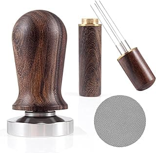 51mm Espresso Coffee Tamper & Stirrer Set - Wooden-Handle Spring-loaded Calibrated Tamper with Premium Stainless Steel Base for Espresso Machine | Perfect Espresso Accessories Kit Barista Set image