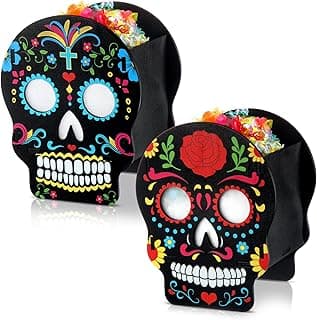 2 Pcs Day of The Dead Decor Sugar Skull Gift Box Skull Bowl Skull Candy Dish Goodie Boxes for Dia De Los Muertos Altar De Muertos Supplies image