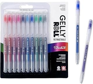 SAKURA Gelly Roll Retractable Gel Pens Colored - Stardust Glitter Gel Pens - Medium Point Ink Pen for Journaling, Art, or Drawing - Gel Pens with Assorted Colored Ink - 10 Pens image