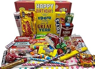 RETRO CANDY YUM ~ 1964 61st Birthday Gift Box Nostalgic Candy Assortment from Childhood for 61 Year Old Man or Woman Born 1964 Jr