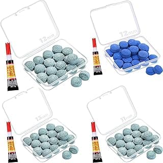 [4Packs] 12+12+13+11mm Billiard Cue Tips, Pool Stick Tips Replacement Repair Kit with Storage Box and Glue for Billiard Pool Table Cues Head and Snooker Stick Blue - SOLROS image