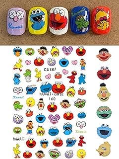 Dedyel Cartoon Nail Art Sticker Decal 5D Embossed Nail Art Stickers Decals in 2 Styles (2 Sheets) + 3D Cartoon Nail Art DIY Ornaments (6 PCS) image