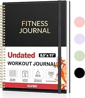 Fitness Journal Workout Planner for Men & Women, A4(8.5" x 11") Workout Journal Log Book Planner for Track Gym Essentials, Home Workouts, Track Progress, Achieve Goals, Black image