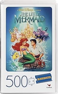 Spin Master Games 500-Piece Adult Jigsaw Puzzle in Plastic Retro Blockbuster VHS Video Case, Little Mermaid image