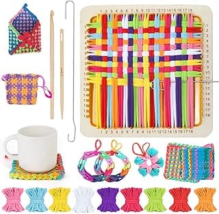 DREMTOY 7" Metal Weaving Loom Kit Toys, DIY Crafts Projects for Kids and Adults, Gift Ideas for Girls 6-12 Years, Easy Potholder Loom Knitting for Beginners, Includes 9 Colors, 224 Craft Loops