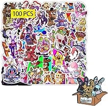 Pounchi Horror Gaming Stickers (100 Pcs with Cute Badge Decoration) Gifts Decor Cartoon Stickers for Kids Teens for Computers Laptop Skateboard Guitar Luggage Vinyl Decal image