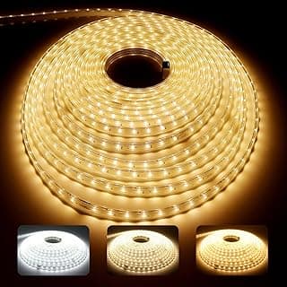 LED Strip Lights 65.6FT Dimmable High Brightness, Cold Resistant 110V AC Rope Lights IP67 Waterproof, 3000K/4000K/6500K Warm Yellow to Cool White Rope Light for Bedroom Aesthetic Indoor Outdoor image