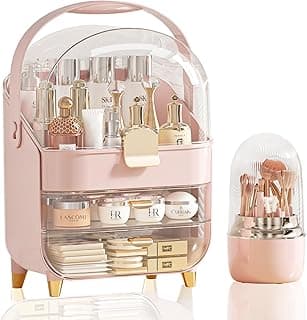 Makeup Organizer, Skincare Holder Bathroom Counter Organizer, Storage Box Cosmetic Display Cases, Teen Girl Gifts Trendy Stuff Make up Organizers for Vanity, Dresser, Countertop (Pink) image