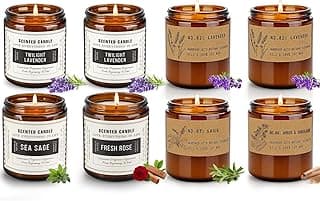 Aromatherapy Candles for Home Scented, Candle Gift Set with Soy Wax and Essential Oils for Stress Relief | Meditation | Yoga | SPA | Relaxing, Over 50 Hour Burn Time, 7.1 oz - Pack of 8 image