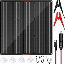 Solar Panel 50W 12V Solar Car Battery Charger Maintainer Portable Waterproof Power Solar Trickle Charger for Car Boat Automotive RV with Alligator Clip image