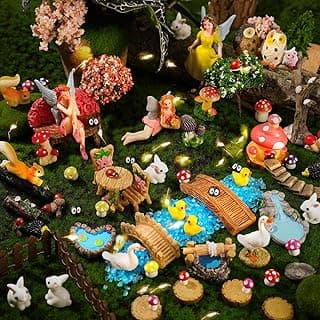 109 Pcs Fairy Garden Accessories Fairy Garden Kit Miniature Fairy Figurines Accessories Fairy Animals Decor Outdoor for DIY Garden Dollhouse image
