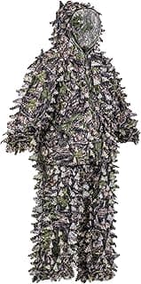 3D Leafy Camo Suit Hooded Ghillie Hunting Clothing with Built-in Face Mask image