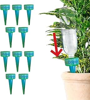 EcoDripper Plant Watering Device - Self Watering Spikes Insert for Potted Plants, Water Feeder for Outdoor & Indoor Plants - Drip Plant Waterer & Plant Watering Devices for Auto Watering System, 10 Pc image