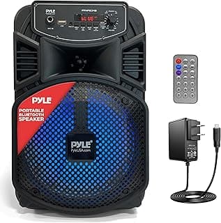 8” Bluetooth Portable PA Speaker - 300W Karaoke Machine with Flashing LED Lights, Built-in Rechargeable Battery, FM Radio, USB/MP3 Connectivity, 300W Max Power, Bluetooth Streaming