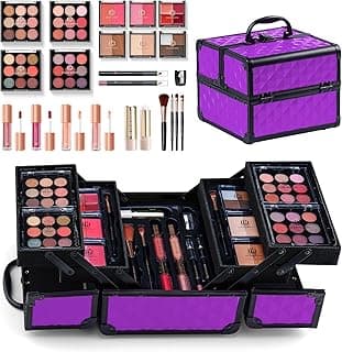 Color Nymph All in one Makeup Kit For Girls Teens, Makeup Set 4 Trays Spacious Space Train Case for Beginner with Eyeshadow Highlighter Lipgloss Blush Contour Concealer Brush Eyeliner Lipbalm image