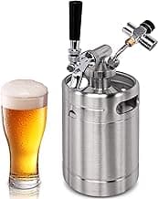 NutriChef Pressurized Beer Mini Keg System, 64oz Stainless Steel Growler Tap, Portable Mini Keg Dispenser Kegerator Kit, Co2 Pressure Regulator Keeps Carbonation for Craft Beer, Draft and Homebrew