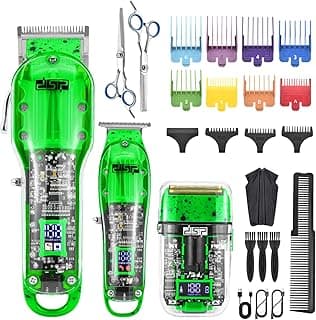 DSP® Hair Clipper, Trimmer, Beard Shaver Kit for Men Professional Barber Set for Hair and Beard Cutting Zero Gap Beard Trimmer, Rechargeable Bald Fade Clippers with LED Display (Green) image