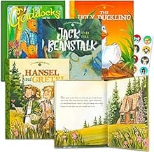 Classic Fairy Tales Board Book Set for Kids ~ Bundle with 4 Bedtime Mini Books | Jack and the Beanstalk, Ugly Duckling, Hansel & Gretel, Goldilocks image