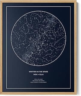 CELESTORY Custom Star Map | Night Sky Personalized Gifts | Handmade Constellation Map | Astronomy Star Chart Framed Wall Art | Unique Gifts for Him | Meaningful Gifts for Her | Midnight Blue Star Map image