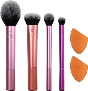 Real Techniques Makeup Brush Set with 2 Makeup Sponge Blenders, For Eyeshadow, Foundation, Blush, and Concealer, UltraPlush Synthetic Bristles, 6 Piece Makeup Brush Set (Pack of 2)