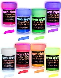 neon nights Glow in The Dark | Luminescent | Phosphorescent | Self-Luminous Paint - Set of 8 image