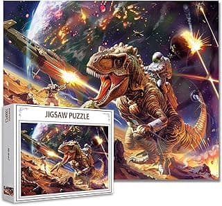 Dinosaur Jigsaw Puzzles 1000 Pieces for Adults, Families (Fierce Animal,Flame,Fighter,Astronaut,Universe, Pieces Fit Together Perfectly 19.7''x27.6''inch Performance Frameable Wildlife Puzzle Art image