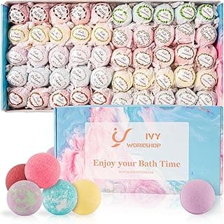 Bath Bombs for Women Gift Set, 50 Handmade Bulk Bath Bombs with Essential Oil, 10 Delightful Scents, Wonderful Fizz Effect Bath Gift for Valentine's Day, Birthday, Christmas & Any Anniversarie image