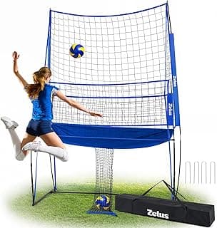 ZELUS Volleyball Training Equipment, 11x8 ft Volleyball Practice Net Station with Adjustable Height & Ball Return