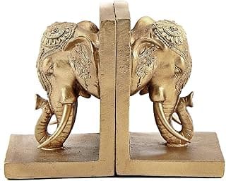 Bellaa 21817 Bookends Elephant Head Bookshelf Decor 7 inch image
