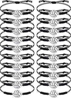 Jadive 20 Pieces Volleyball Charm Bracelets Adjustable Volleyball Braided Bracelets Cord Volleyball Player Gifts Rope Bracelet Ideal Souvenir for women men Sport Team Players image