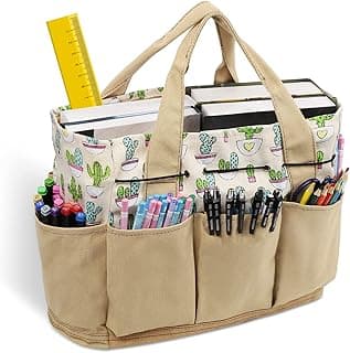 Art Supply Storage Organizer, Art Supply Organizer, Craft Organizers and Storage, Art Tote Bag with 8 Deep Pockets Khaki image