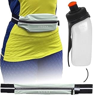Running Belt for Men, Women with Water Bottle Included, Expandable Running Fanny Pack, Phone Holder, Running Bag, Hydration Belt, Full Loop Reflective, No Bounce, Slim Fit image