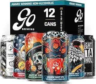 Go Brewing - 12 Mixed Sampler Pack - Non-Alcoholic Craft Brew - Small Batch Brew - Classic Ingredient - Non Alcoholic Beer Variety Pack - Low-Calorie, NA Brew - Ideal for Any Occasion (12 oz, 12 Pack)