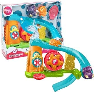 Edushape Tub Fun Park - Boys & Girls Water Bath Toy w/ Hippo Elephant Starfish & Turtle - Watch Toddler Bath Toys Slide & Spray Water Like A Fountain - Interactive Play Baby Bath Toys for Toddlers 1-3 image